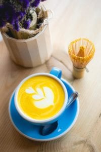 a golden milk latte made with inflammation boosting turmeric and ginger